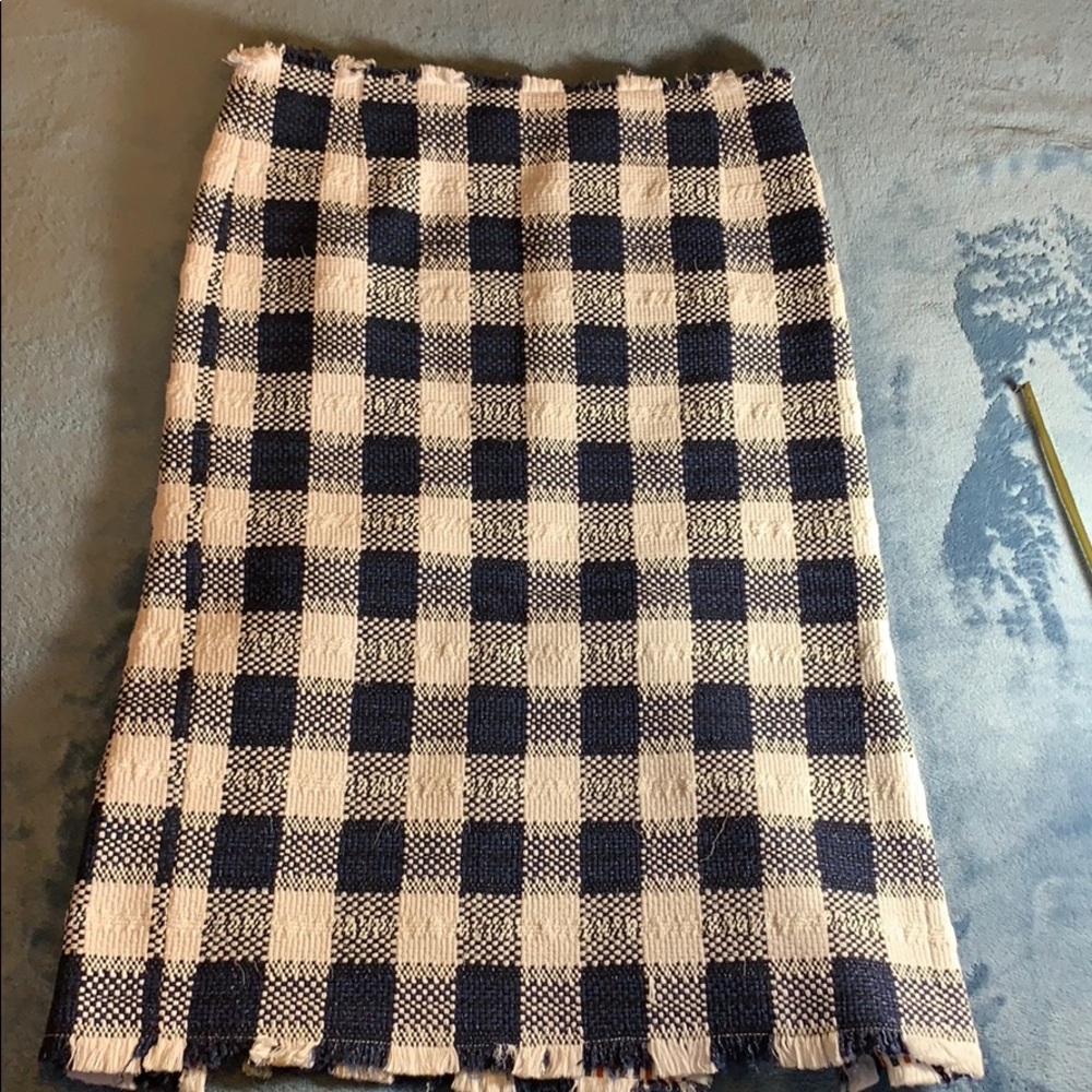 Thom Browne skirt, navy/white woven sz 2